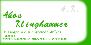 akos klinghammer business card